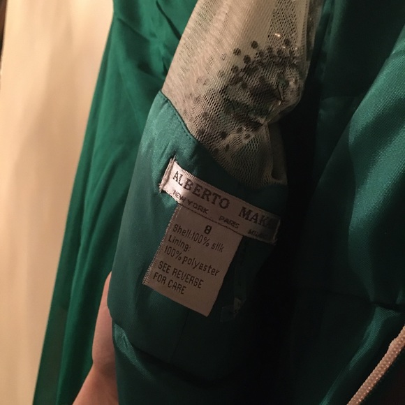 Alberto Makali Green Long Silk Gown Size 8 - Picture 11 of 16